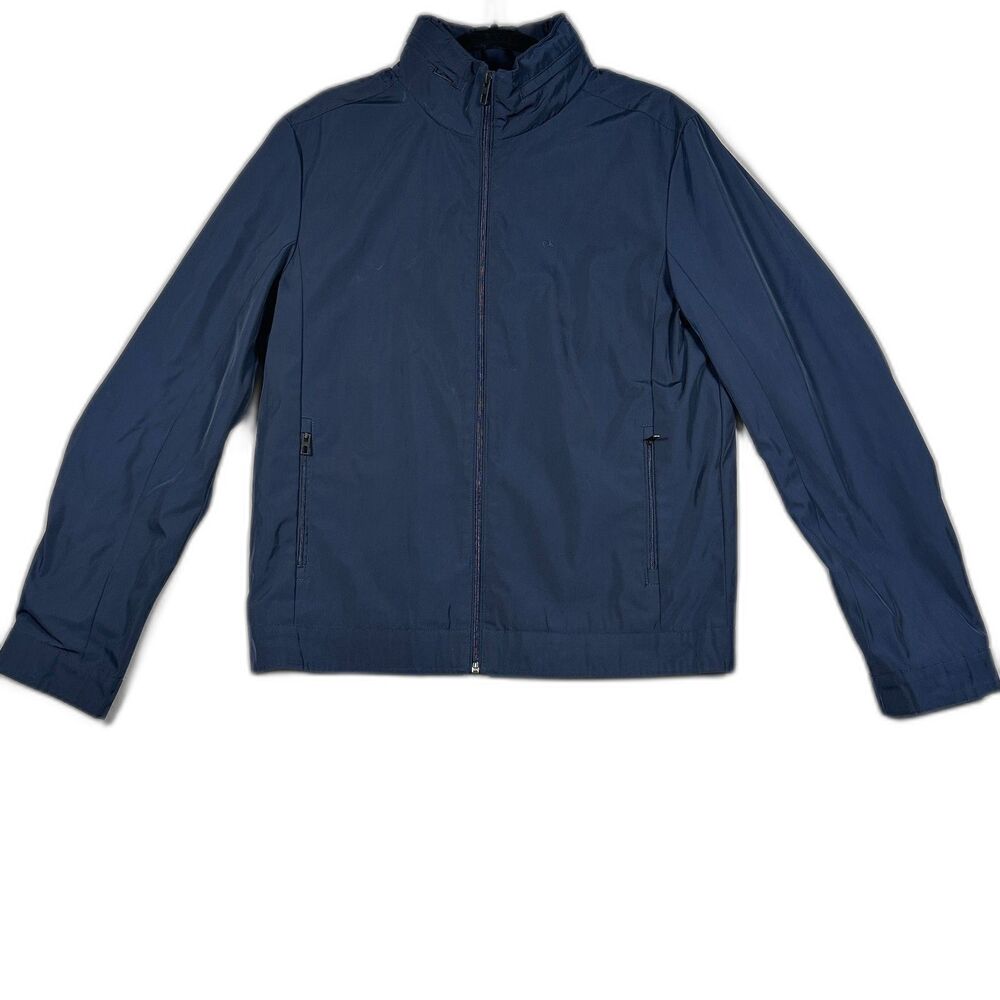 Calvin Klein Mens Midweight Stand Collar Packable Hood Windbreaker Jacket Navy M